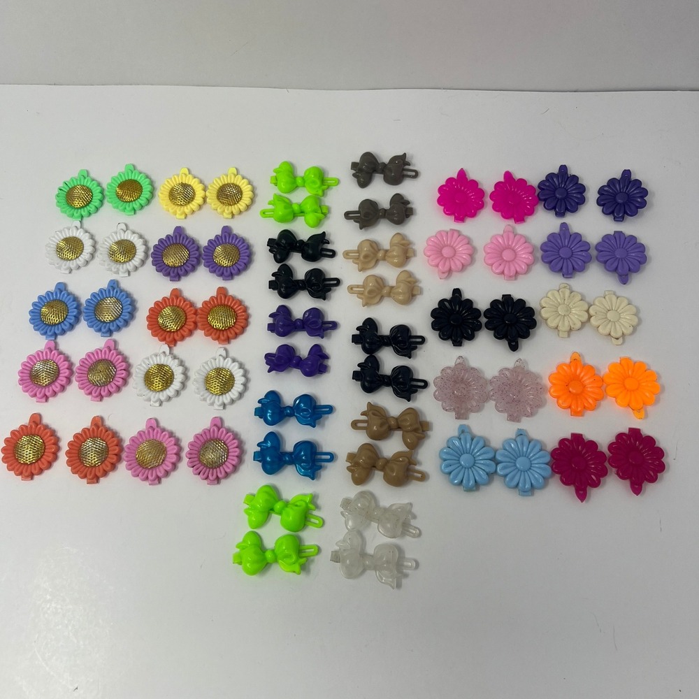 Kids Plastic Hair Barrettes Lot 60 Pc Sunflower Daisy Bow Clips Cute Accessories